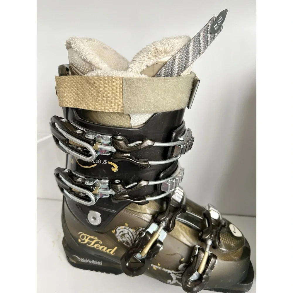 Head Womens Dream 10.5 Pearl‎ Ski Boots Sz 6-6 .5 Black Soft Walk + Grip System